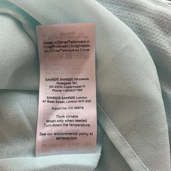 Samsøe Linea Long Satin Maxi Dress in Iced Aqua. size Large - Picture 12 of 13